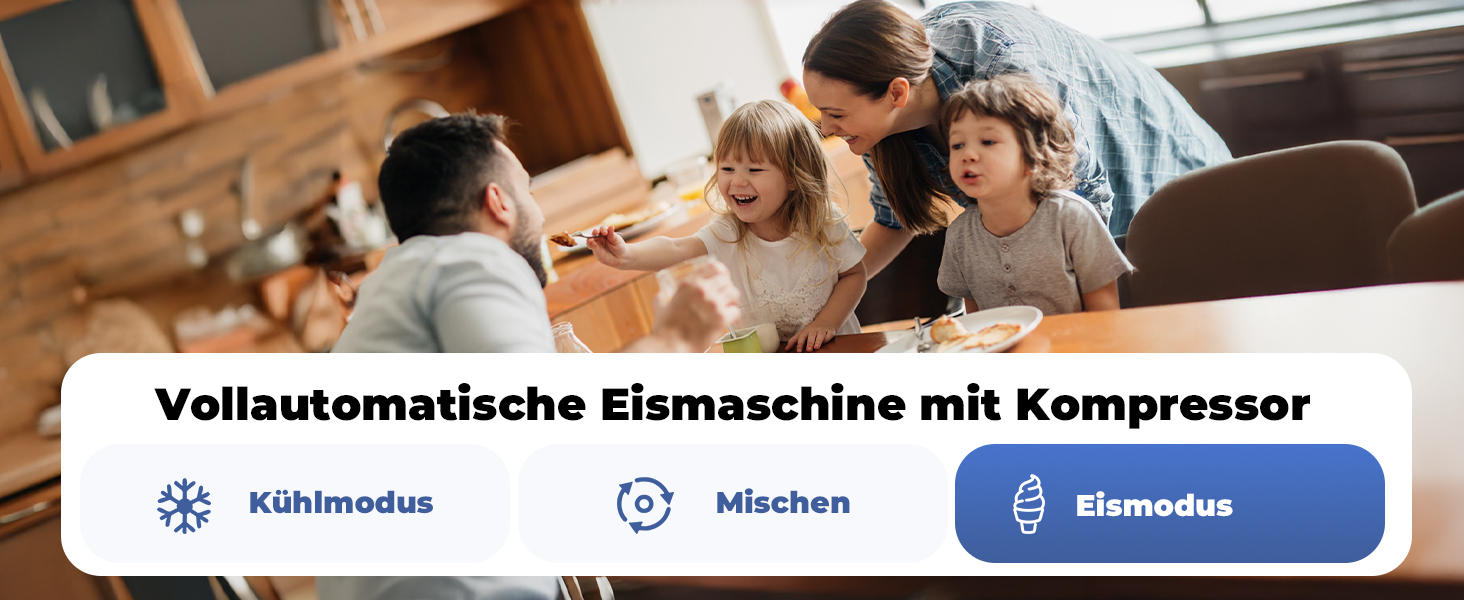 Машина для приготування льоду з компресором 1л, самостійно охолоджувана знімним контейнером для льоду, з лопаткою/мірювальним циліндром з позначками