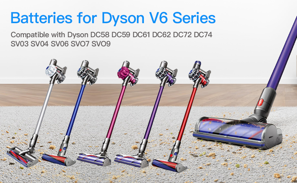 Змінна батарея 6000 мАг для Dyson V8 Absolute/Animal/Fluffy/Motorhead SV10