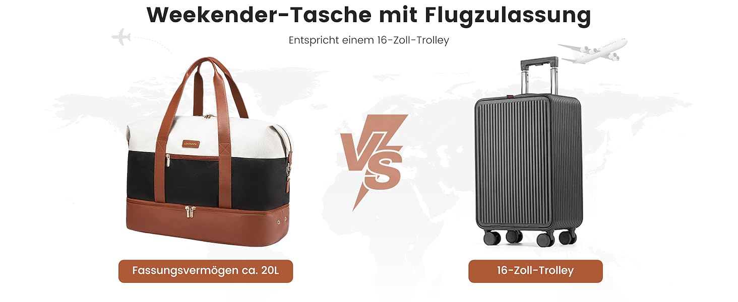 Спортивна сумка LOVEVOOK для жінок, дорожня сумка-валіза, дорожня сумка-мішок, сумка для подорожей, сумка для ручної поклажі в літак, сумка для пологового будинку, сумка для одягу з відділенням для взуття, косметичка, бежево-коричнево-чорна (чорна, 40x20x25см)