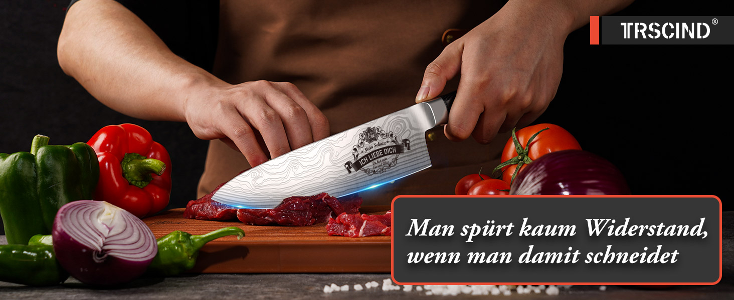 Набір кухонних ножів TRSCIND: подарунок на Різдво та День батька. Професійний кухонний ніж шеф-кухаря з нержавіючої сталі.
