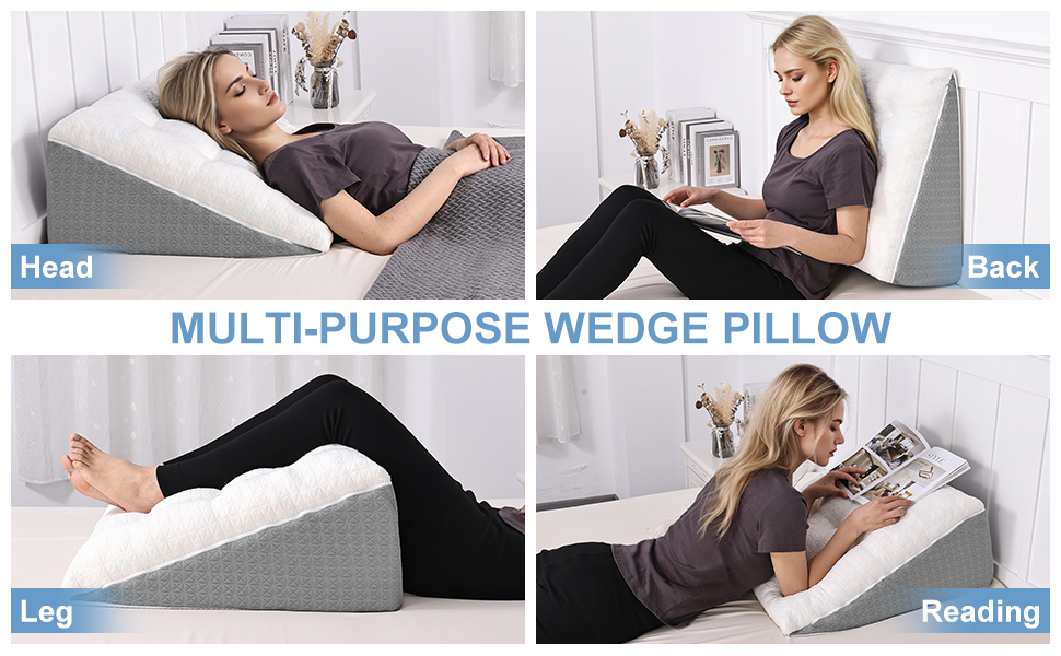 Подушка для ніг Havargo з піною з пам'яті, для підтримки ніг, знімний чохол, двошарова подушка для ніг, подушка-клинок