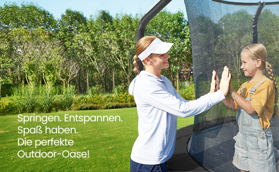 Батут SONGMICS для дітей вуличний Ø305 см з захисною сіткою та драбиною, чорний