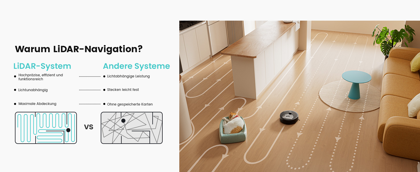 Робот-пилосос LEFANT M330 Pro з функцією миття, 5000Pa, лазерна навігація, LiDAR, 150 хв, розпізнавання килима, керування через додаток/голос, для видалення шерсті тварин, чорний