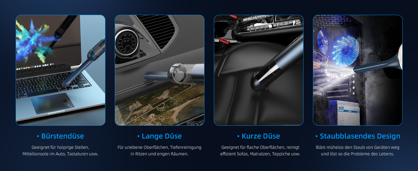 Ручний автомобільний пилосос Carehabi, потужність всмоктування 18000Па, 3 режими роботи, з мийним HEPA-фільтром для авто, дому та шерсті тварин