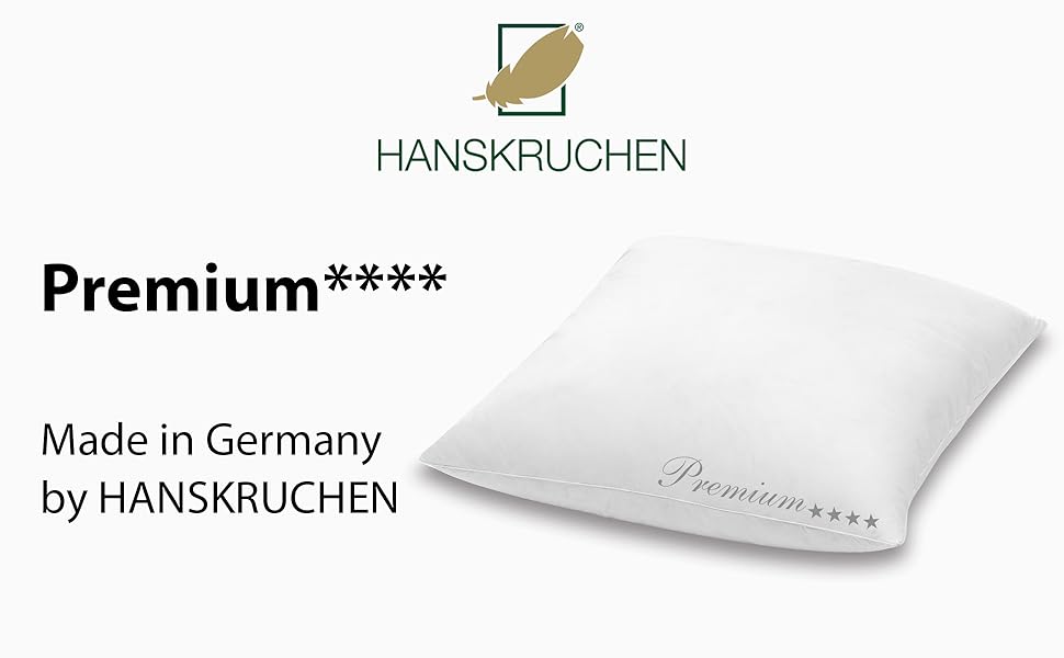 Подушка з пір'я Hanskruchen Premium 40х80 см Зроблено в Німеччині Пухова подушка з 100 бавовни - 70 дрібного пір'я 30 пуху - 630 гр. для алергіків