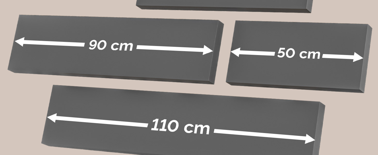 Настінна полиця Casaria Holz Schwarz 15 кг - для кухні, вітальні, коридору. Плаваюча полиця-книжкова шафа, матова