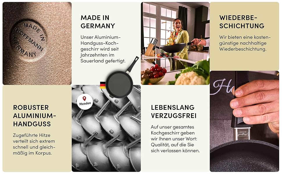 Сковорода для млинців Hoffmann Aluguss 28 см з антипригарним покриттям, Made in Germany, знімний ручка | Сковорода для оладок, яєць