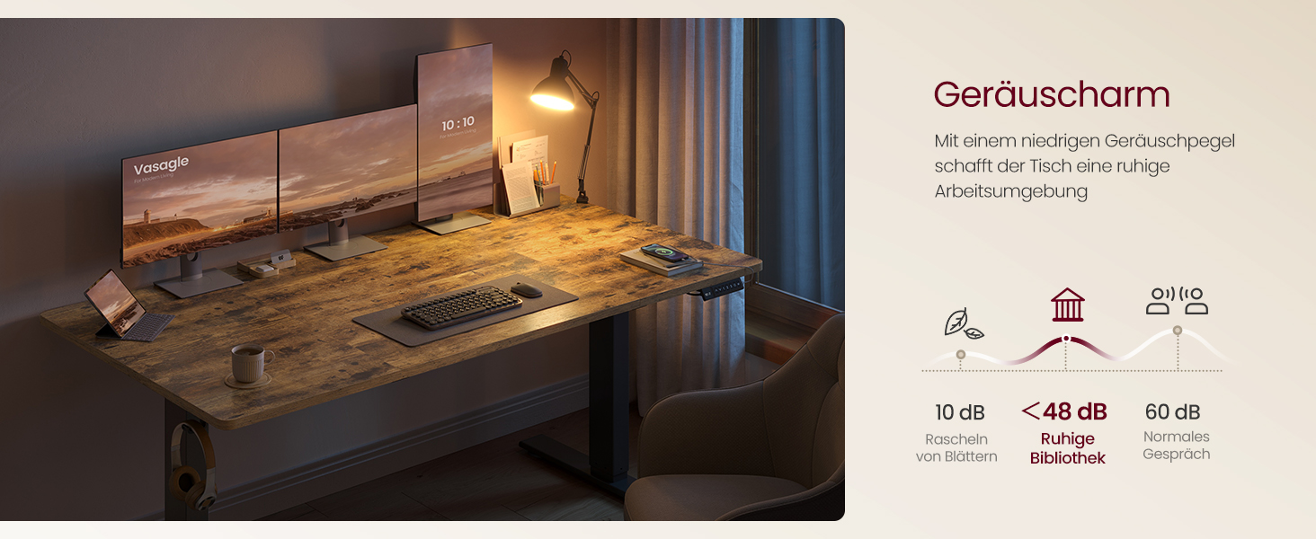 Стол для роботи VASAGLE з регулюванням висоти, USB-C, підставка для розеток, стоячий стіл, нагадування про перерви, 3 пам'яті, 160x80 см, Vintage Brown (LSD146WZ02)