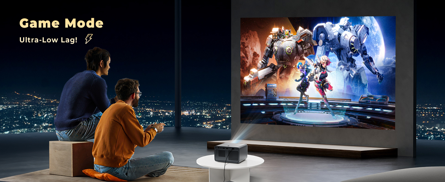 Проєктор Beamer-4K Smart Home Cinema: WiFi6, Bluetooth, Dolby Audio, Netflix, 1080P HD, Автофокус, eARC/CEC, Чорний
