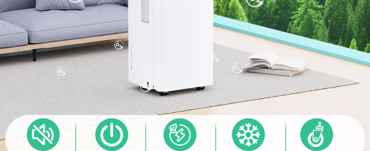 Електричний осушувач повітря 12л/день, тихий осушувач для дому, квартири, підвалу з 3 режимами, таймером 24г, автоматичною відтайкою та енергозбереженням