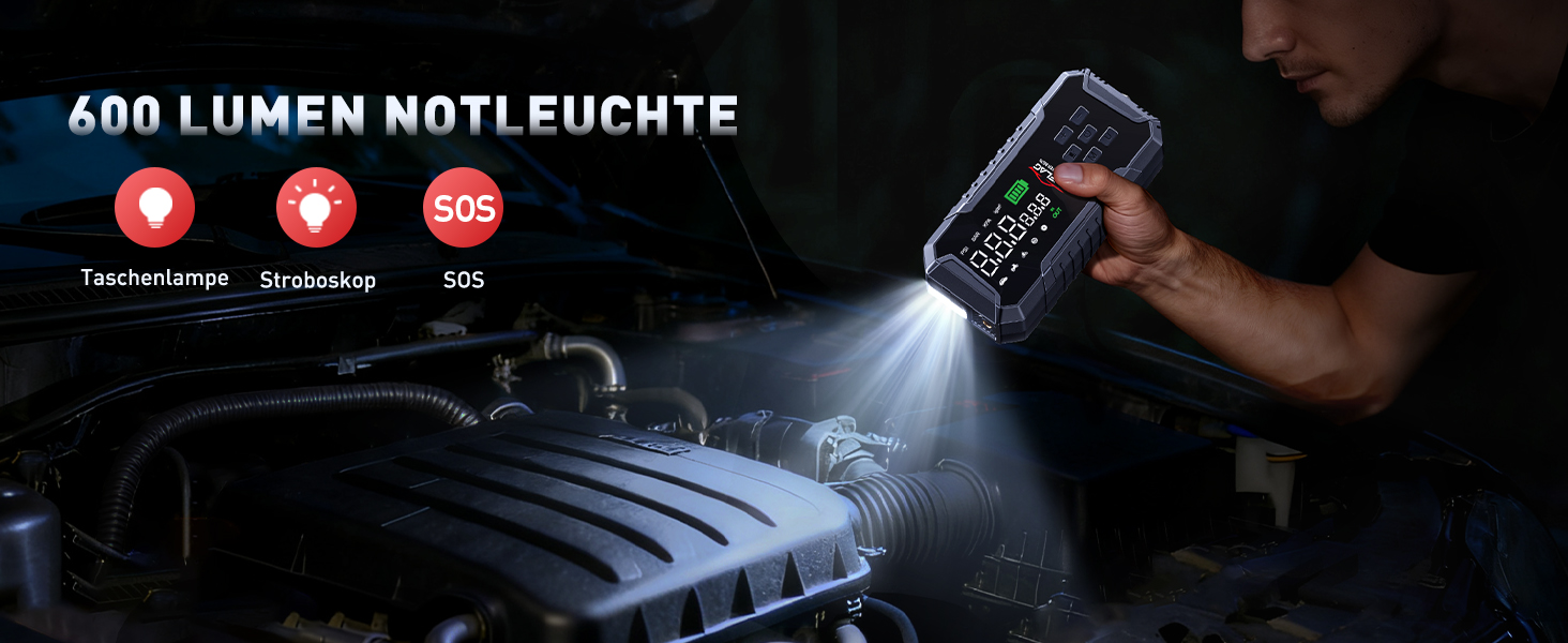 Powerbank для авто ANFLAG 7000A з компресором 160PSI, 26800mAh, для бензинових та дизельних двигунів (до 12.0L), LED-ліхтар