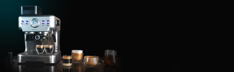 Еспресо-кавомашина Cecotec Cumbia Power 20 Barista Aromax - 2900 Вт, 2 системи нагріву, 20 бар, манометр