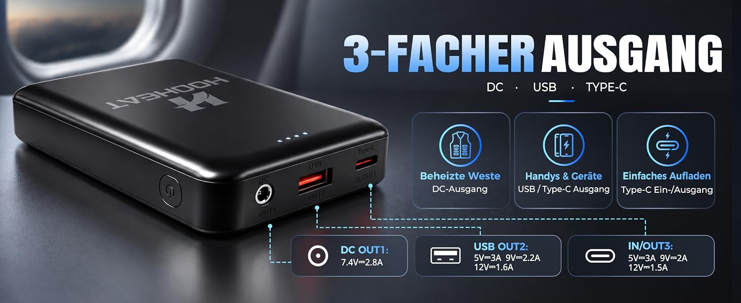 Зігріваюча жилетка чоловіча з Powerbank 16000 mAh, підігрів від акумулятора, чорна, розмір L