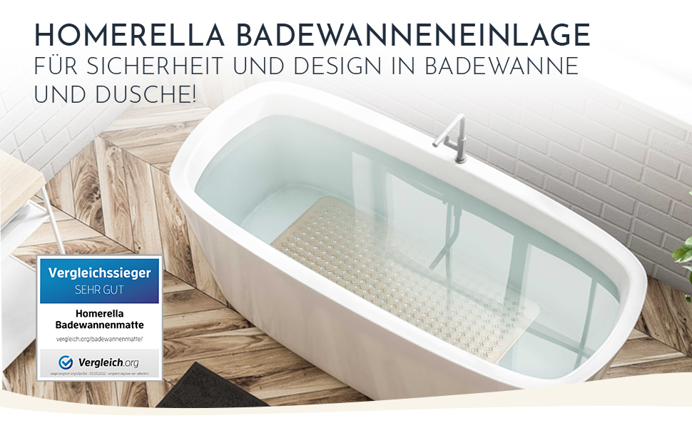 Килимок для ванни Homerella нековзний 88x39 см, вкл. вішалку без вмісту бісфенолу, стійкий до цвілі, можна прати в машині (пісок)