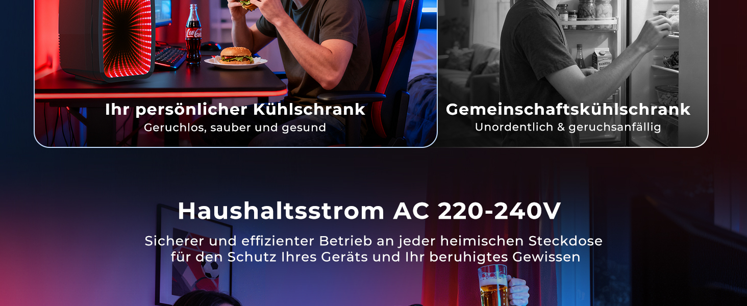 Міні-холодильник BEICHEN 4Л з RGB-підсвіткою, функція охолодження та підігріву 2в1, для напоїв, косметики та геймінгу, AC 220V/DC 12V (Чорний)