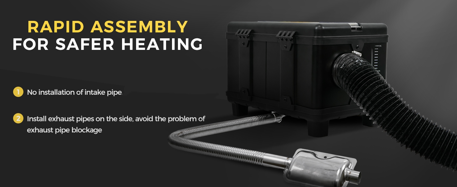 Дизельна автономка 8kW для вантажівок, фургонів, кемперів з Wi-Fi та адаптером, 12/24V/240V, автоматичний старт/стоп, вентиляція, чорна