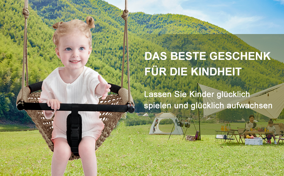 Дитяча гойдалка Nets Tribe 2-в-1: гойдалка-сидіння з регульованими мотузками для дому та саду. Міцний набір для ігор (зелений, світло-коричневий)