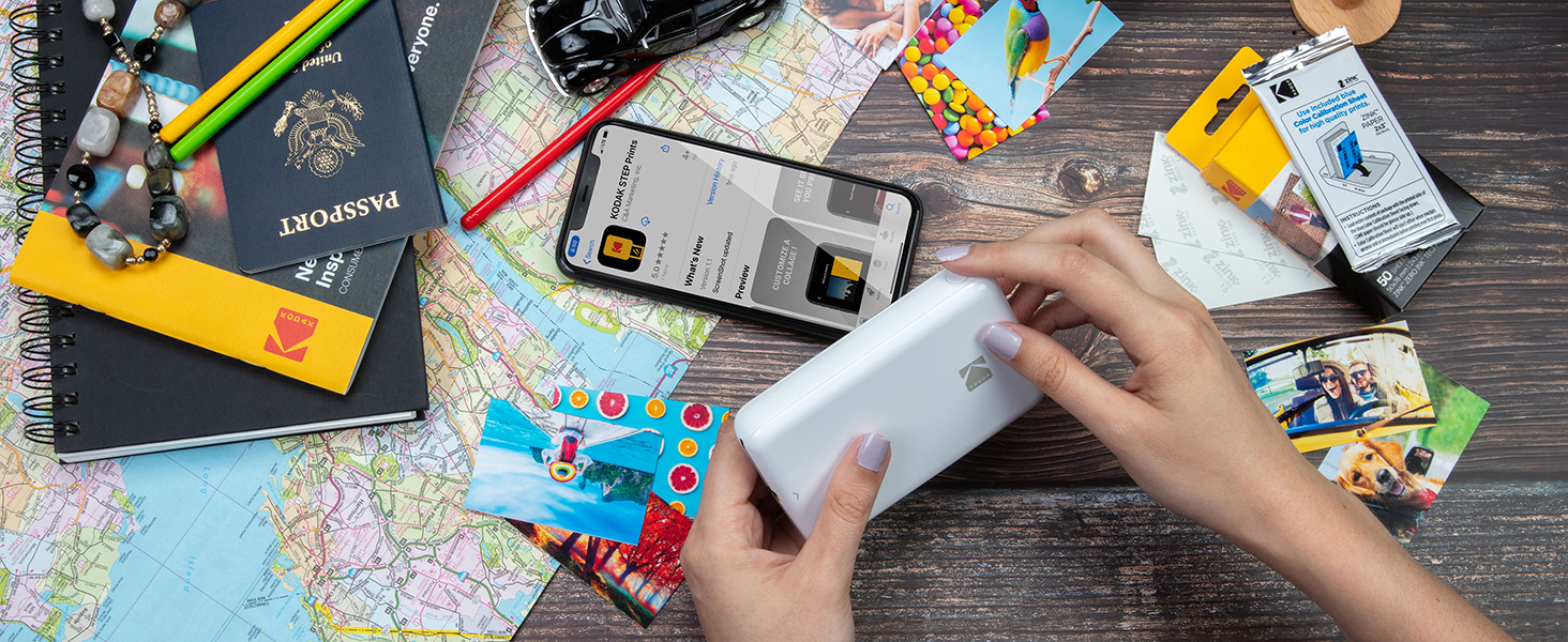 Фотодрук KODAK Step: Бездротовий мобільний принтер ZINK з безкоштовним додатком KODAK (білий)