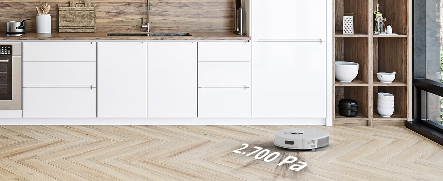 Робот-пилосос MEDION X10 SW з лазерною навігацією та функцією миття підлоги (2700Pa, 2-в-1, точна картографія, зони заборони, кілька поверхів)