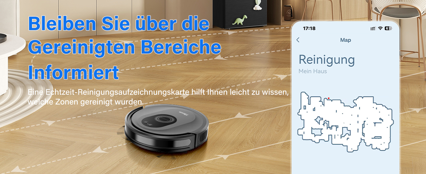 Робот-пилосос 2-в-1 з функцією миття підлоги Tikom G8000 Max, 5000Pa, самостійна зарядка, Wi-Fi, 150 хв, для тварин, килимів, твердих підлог, чорний