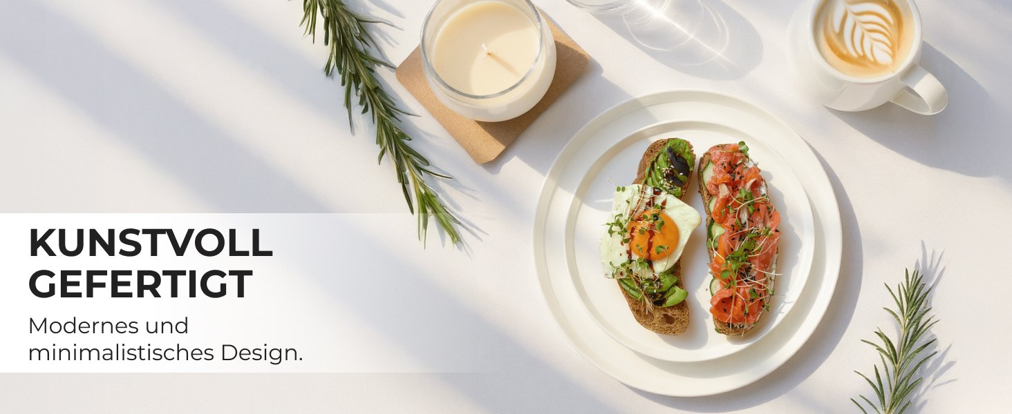 Набір посуду Miamio для 8 осіб (24 шт.) з кераміки, сучасний дизайн, безпечний для миття в посудомийній машині та використання в мікрохвильовій печі, білий, преміум-якість