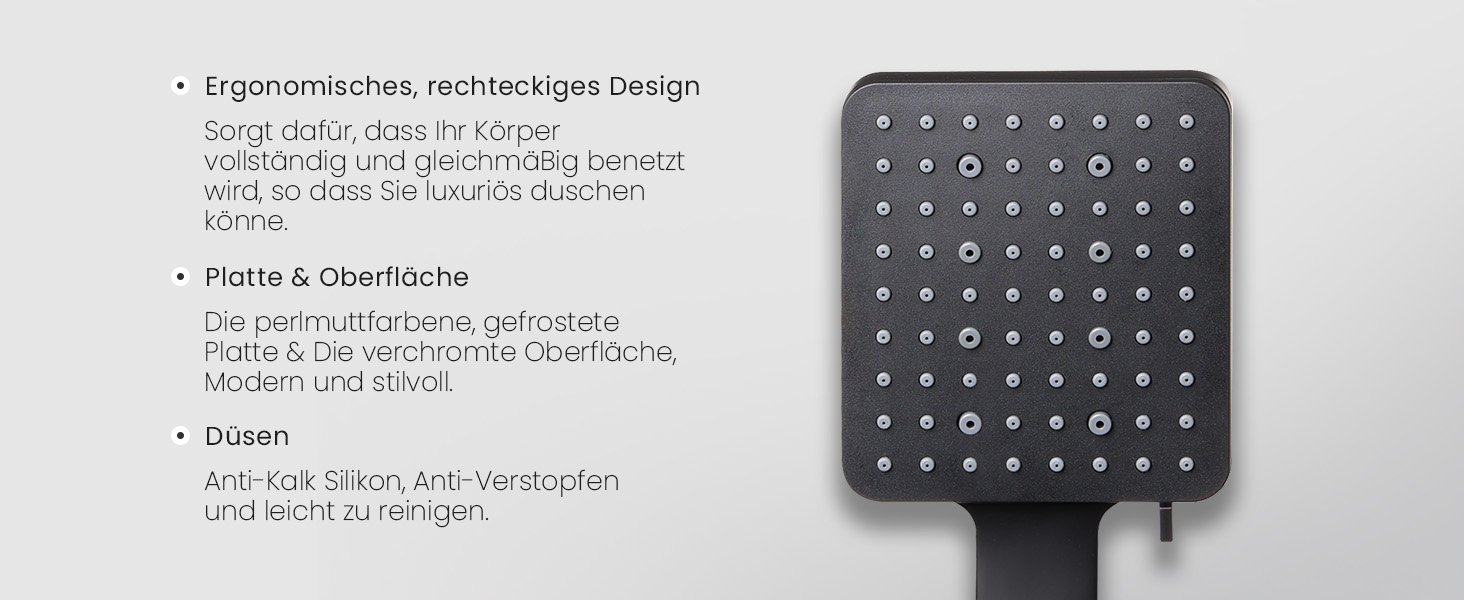 Насадка для душу Newentor: велика дощова лійка, ручна насадка, економна, високий тиск, 6 режимів, чорний колір