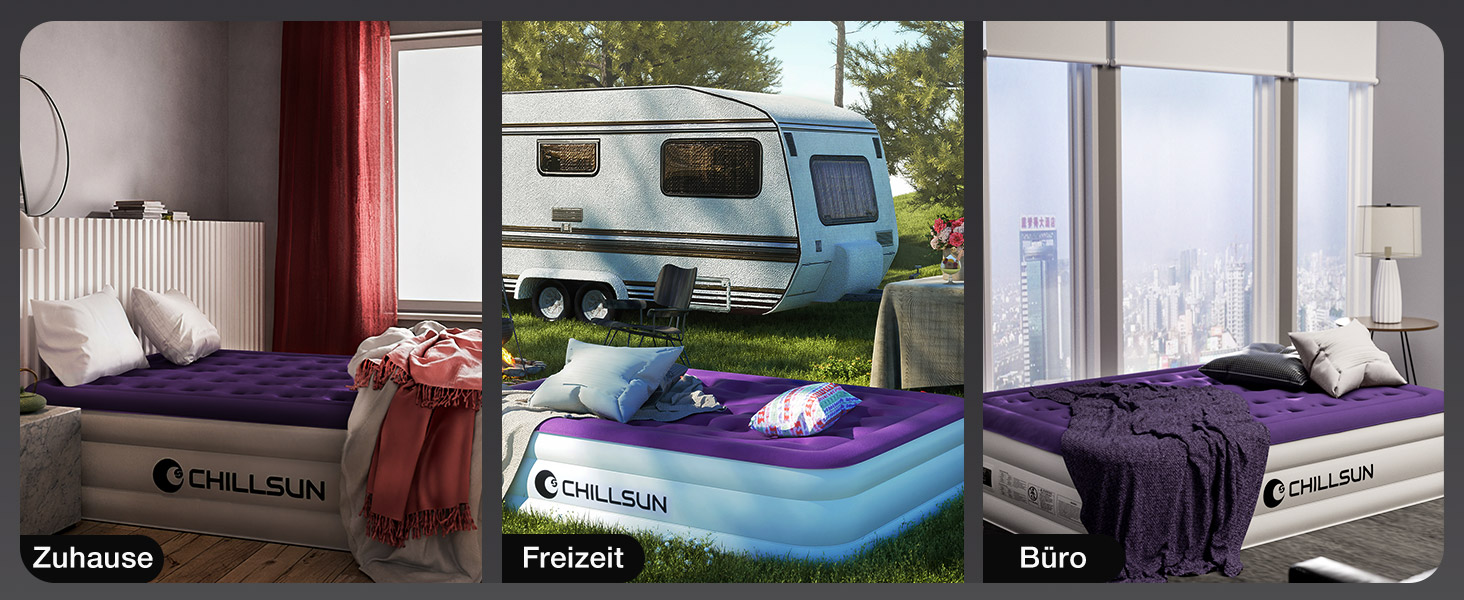 Надувний матрац ChillSun для 1 особи з вбудованим насосом 190x100x40 см, самонадувний, для дому, гостей, кемпінгу (190x100 см)