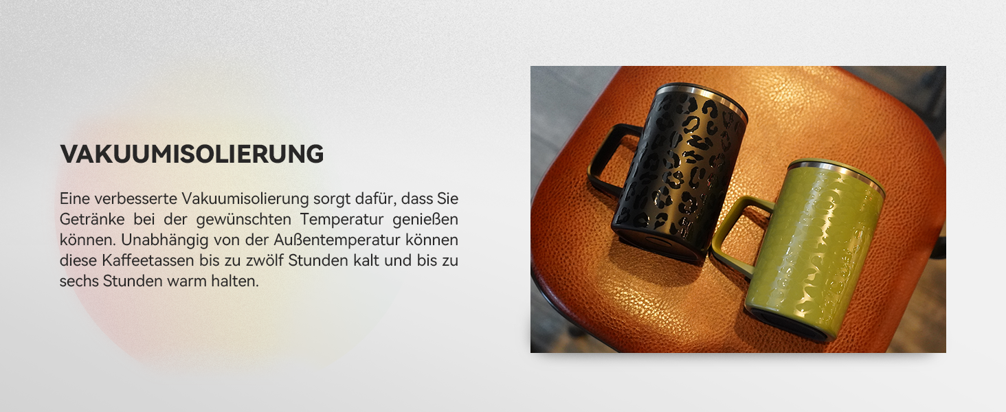 Кружка для кави та чаю Ideus® 470 мл з подвійними стінками, з нержавіючої сталі, з антиковзним руків'ям та кришкою-модулем, великий об'єм (Червоно-зебра)