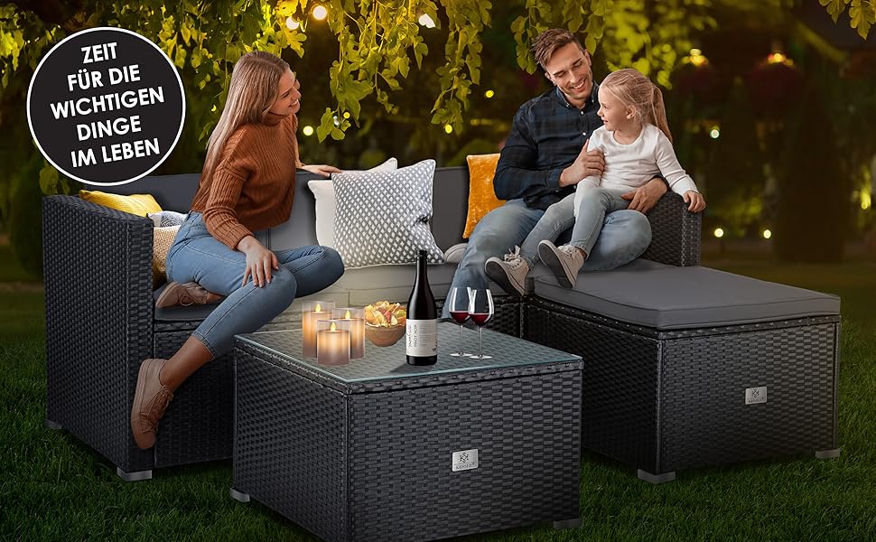 КЕССЕР® Лаунж-група Аруба з ротангу - садовий лаунж для 3-4 осіб, сірий