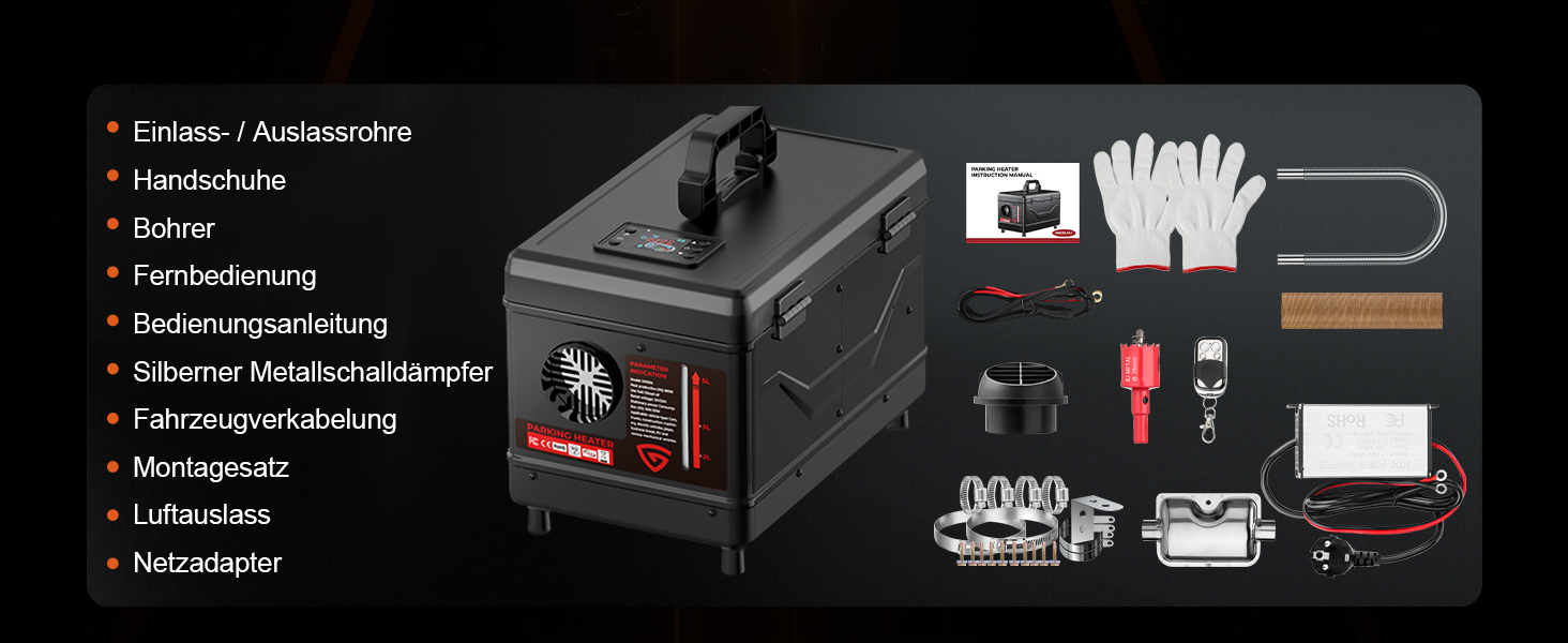 Дизельний автономний опалювач 8kW з пультом керування та додатком, 12V/24V для авто, RV, човнів, вантажівок, LCD-дисплеєм (в стилі ящику)