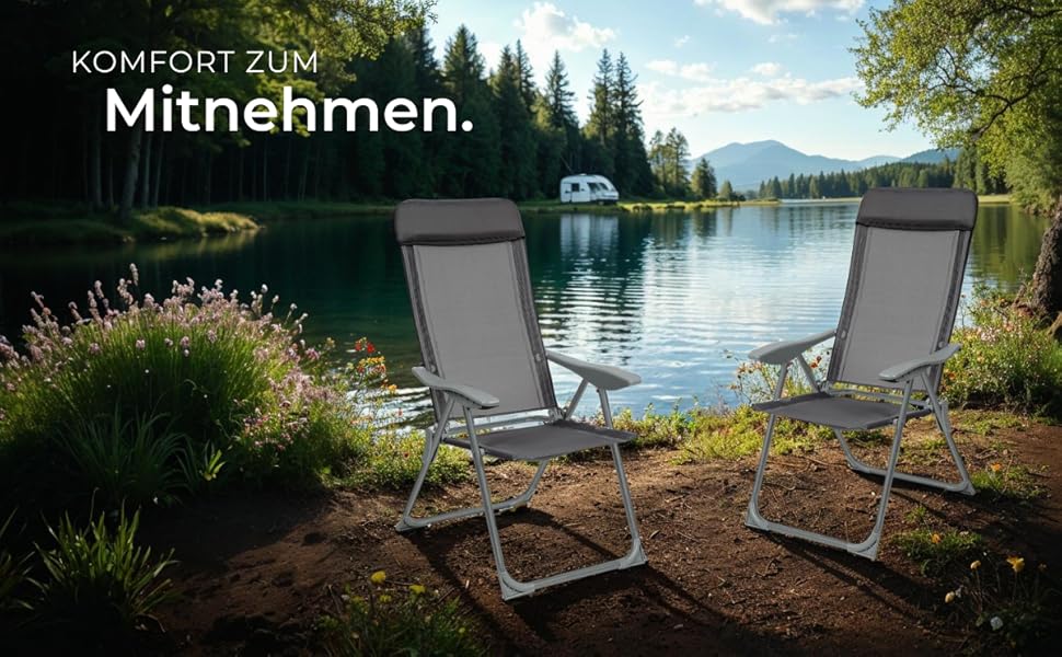 Шезлонги Tectake® 4 шт. - регульовані, з підставкою для ніг, легкі, складані, для саду, балкону, кемпінгу (Антрацит)