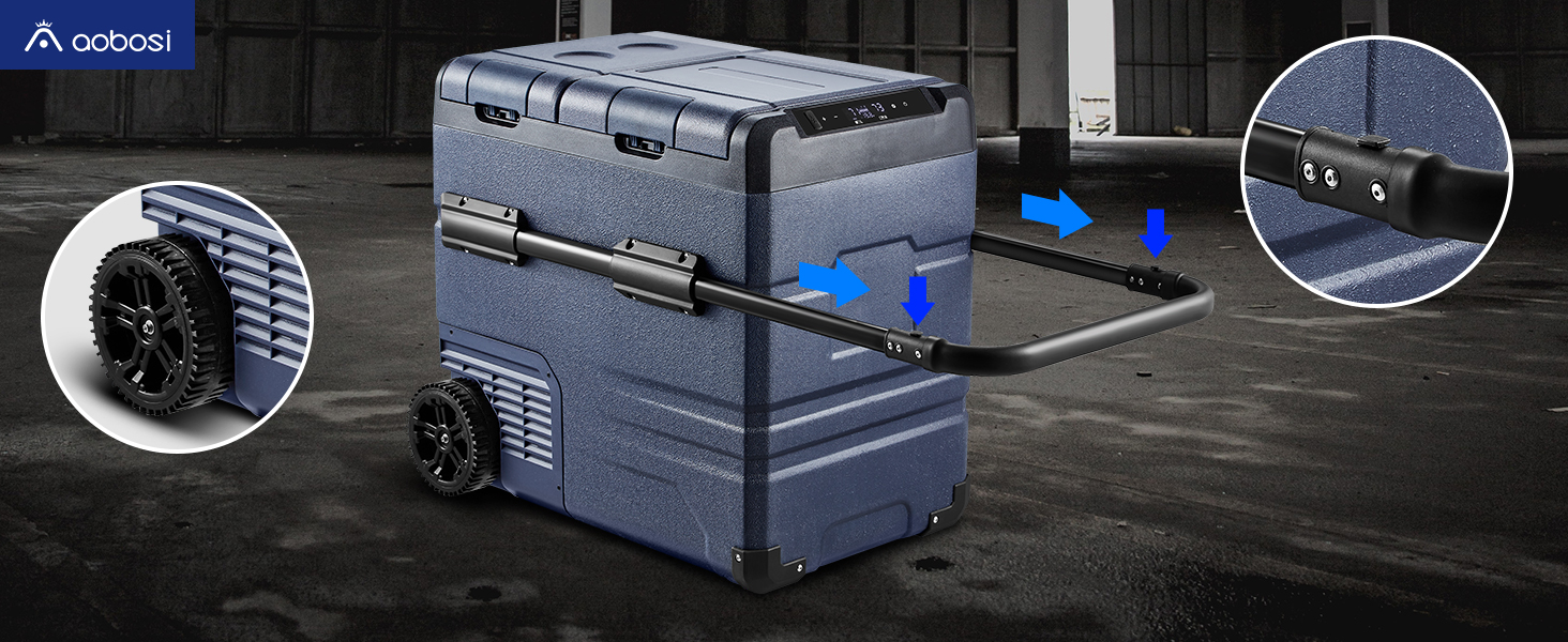 Автомобільний компресорний холодильник AAOBOSI 45л з Wi-Fi, USB зарядкою, LED підсвіткою, 12/24V/220V - для авто, кемпінгу, подорожей (синій)