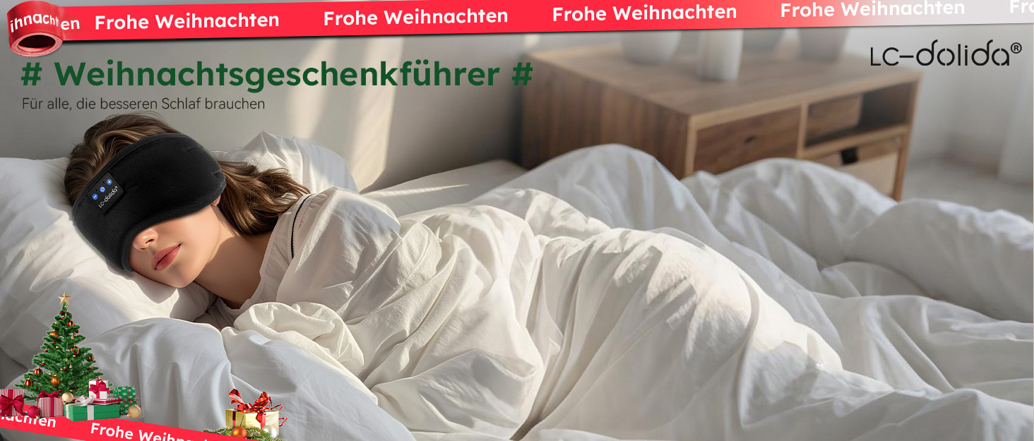 Маска для сну з навушниками Bluetooth 3D LC-Dolida для жінок та чоловіків, повна світлоізоляція, комфорт протягом усієї ночі, м'які навушники для сну під час подорожей, чорний колір