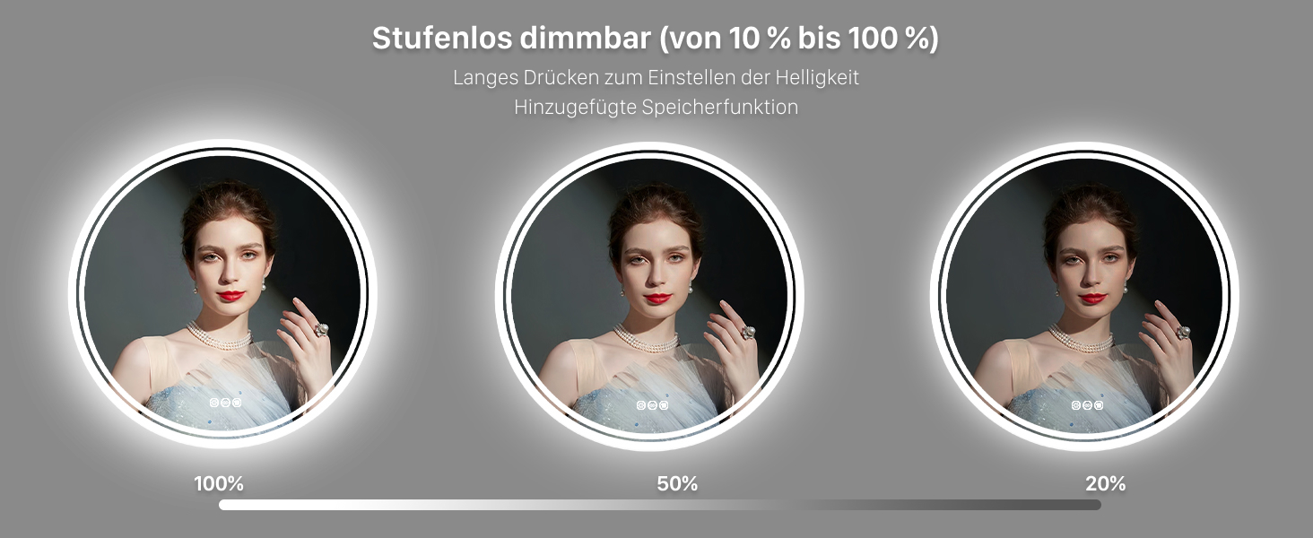 Дзеркало для ванної кімнати LUVODI кругле з підсвічуванням: LED дзеркало 60 см з регульованою яскравістю, 3 кольори світла, сенсорне управління, запобігання запотіванню, енергозбереження, для ванної кімнати, гостьового туалету