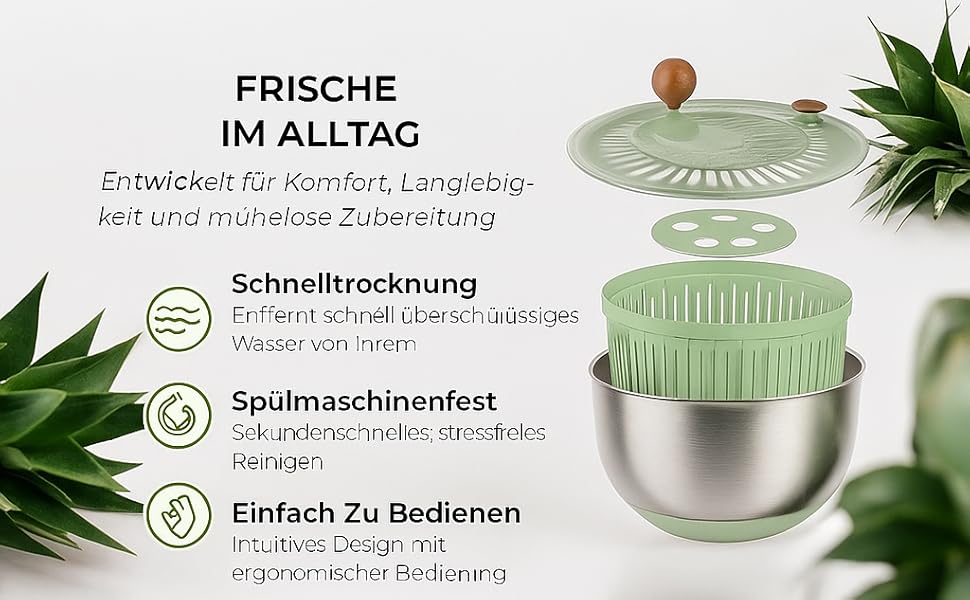 Салатниця-швидкоосушувач, 5 літрів, пластик, BPA-free