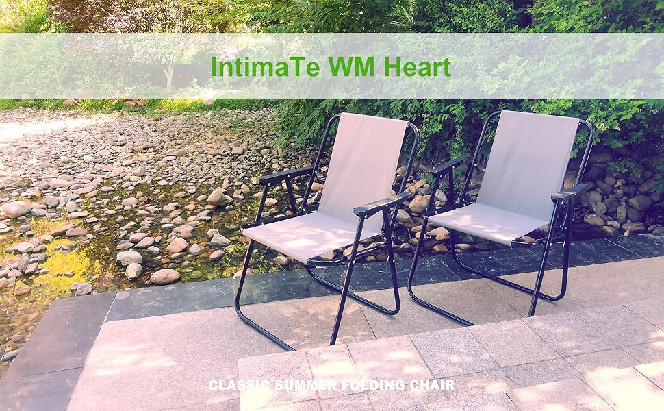 Крісло для кемпінгу IntimaTe WM Heart, складне крісло з підлокітником, набір з 2 складних стільців Крісло для риболовлі Зручне пляжне крісло, портативне крісло для відпочинку, до 90 кг Завантажуваний сірий