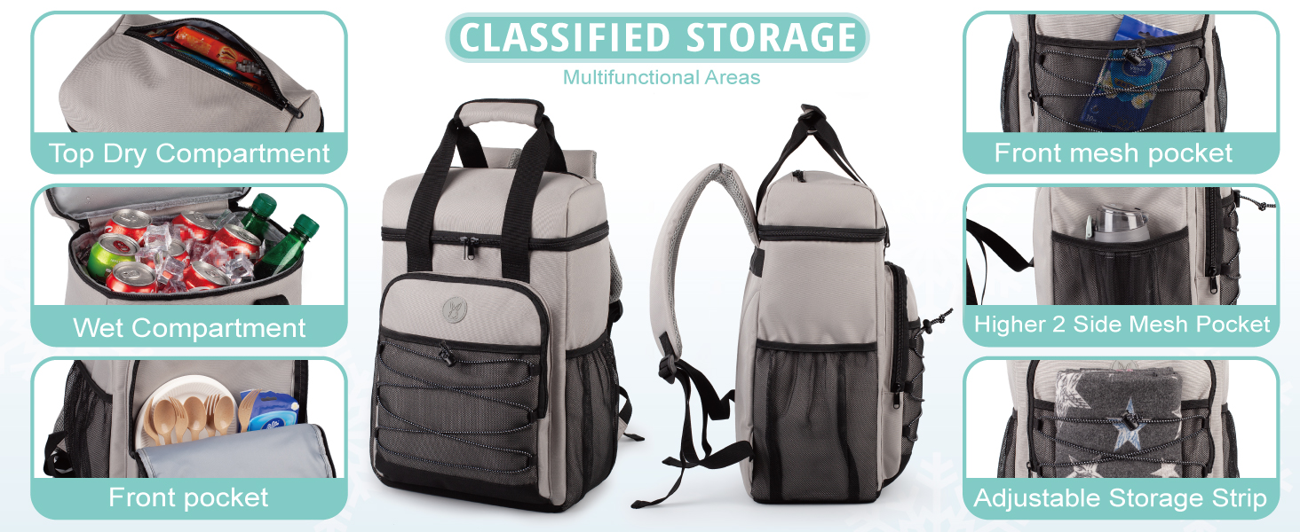 Рюкзак-холодильник з м'яким ручним захопленням, легкий та ізольований, водовідштовхуючий, велика місткість – ідеальний для жінок та чоловіків для пляжу, кемпінгу, пікніка, риболовлі та піших прогулянок (Сірий)