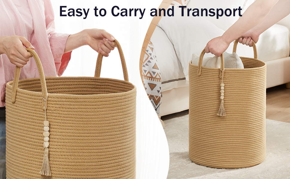 Кошик для білизни YOUDENOVA плетені, ручної роботи з бавовни (колір коричневий, 58L)