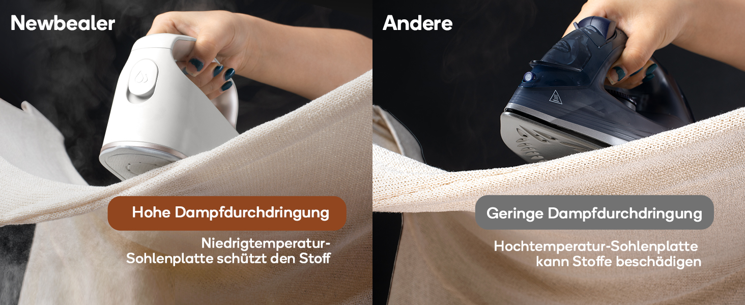 Праска для одягу Newbealer: компактна туристична праска, 1200W, 3 режими, швидкий нагрів 45с, зелено-золота