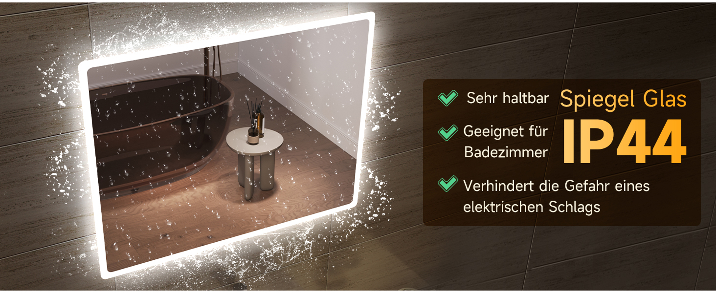 Дзеркало для ванної кімнати SONNI з підсвічуванням 80x60 см, IP44, холодне біле світло