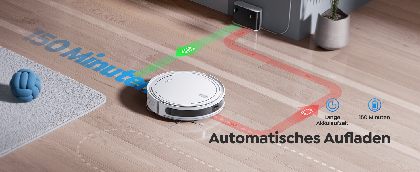 Робот-пилосос Vyzzle 5000Pa з функцією миття, LDS-навігація, D10, керування через додаток/Alexa, для шерсті тварин, килима, твердих підлог, білий