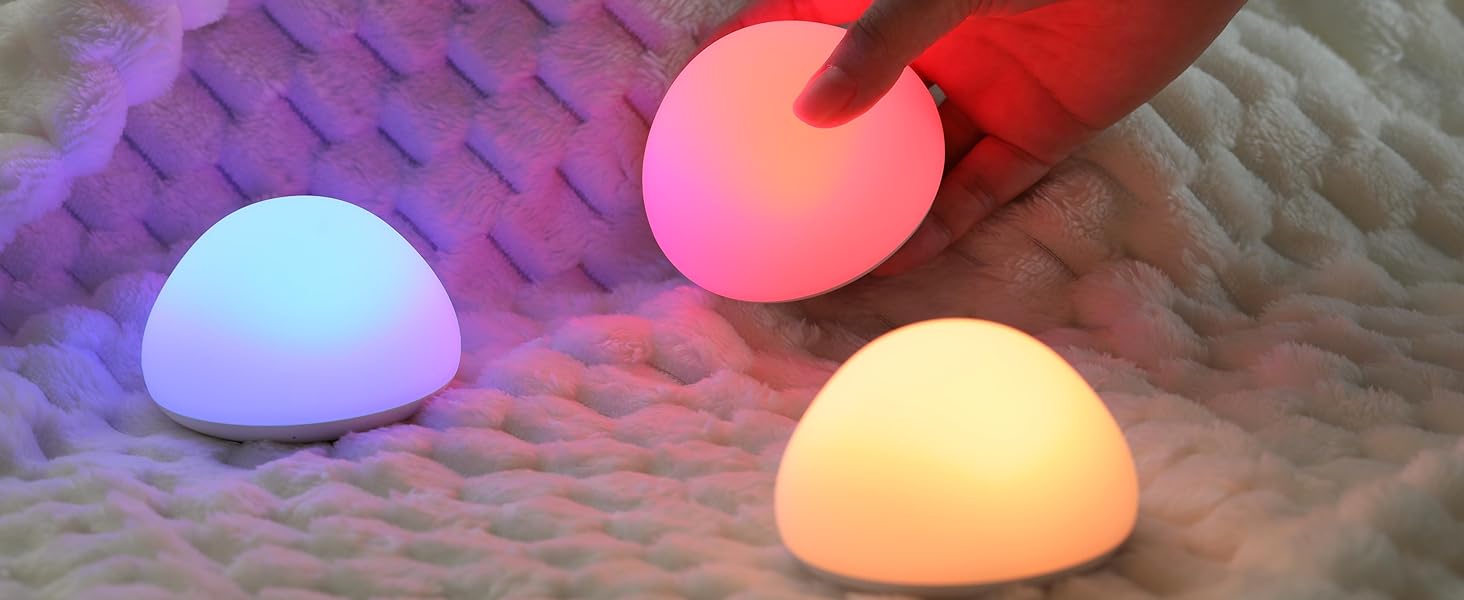 Нічник дитячий JolyWell RGB, силіконовий, USB акумулятор, з таймером, димування, сенсорний, для ліжечка, декор кімнати, подарунок білий