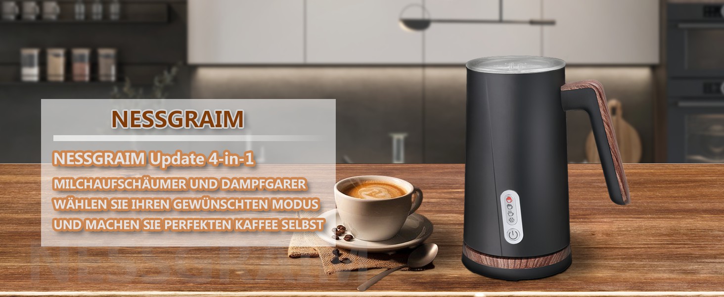 Електричний спінювач молока 4-в-1 – спінювач молока, нагрівач молока з автоматичним відключенням, білий (чорний)