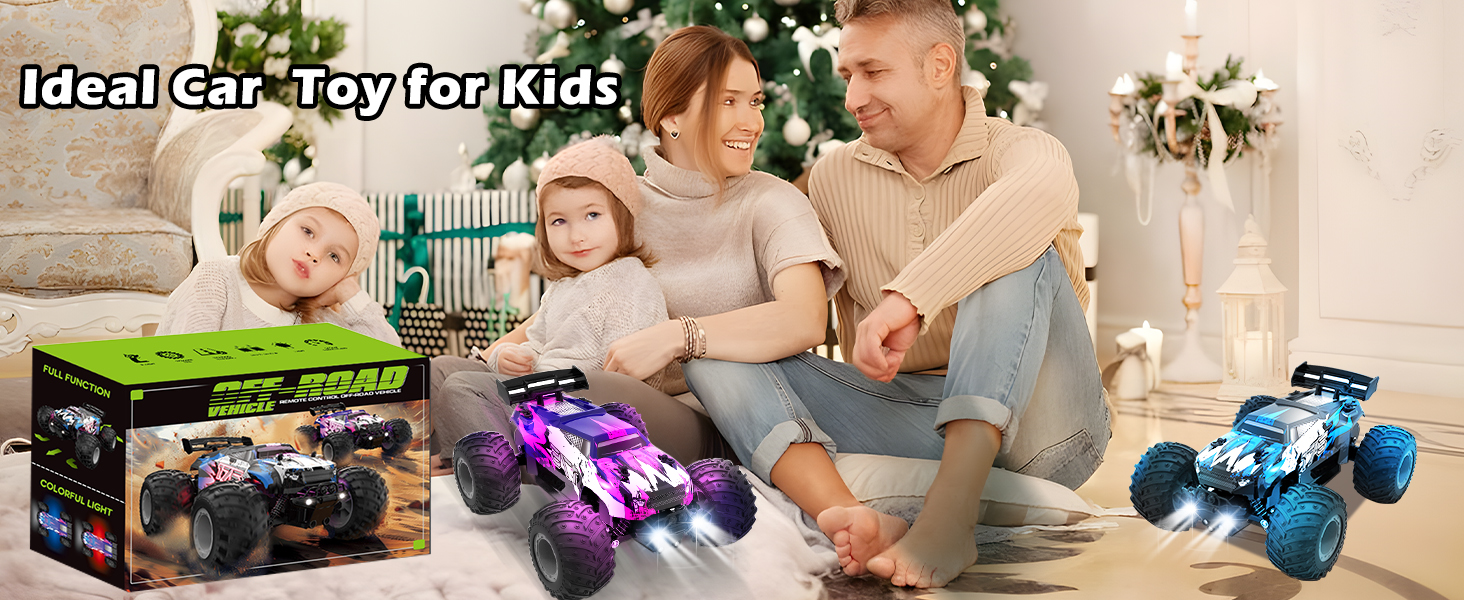 Радіокерований позашляховик FEIMUOSI 1:18 RC Car: LED підсвітка, 2.4GHz, 2 акумулятори, швидкість 20 км/год, для дітей та дорослих, фіолетовий