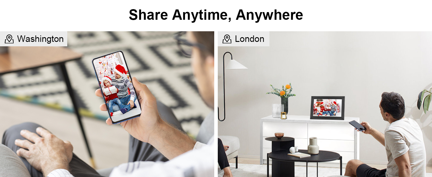 Цифровий фоторамка Lutranstra 10.1 дюйма WiFi, HD IPS сенсорний екран, 32 ГБ, автоматичне обертання, Frameo App (Чорний)