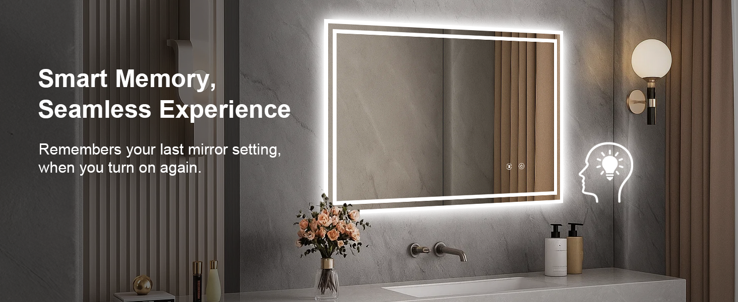 Дзеркало для ванної кімнати Youyijia з підсвічуванням, 70x50 см, антизапітніюче, сенсорне керування, 3 кольори світла, регулювання яскравості, 3500K-6500K