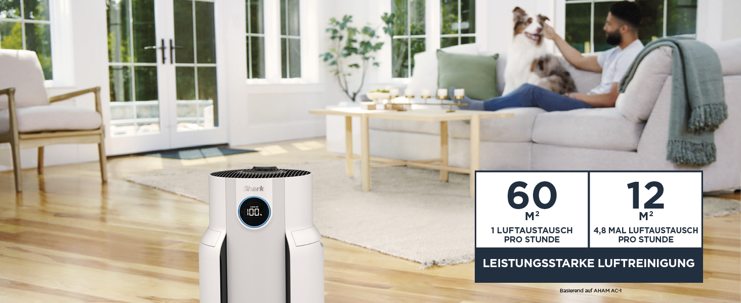 Повітряний очисник Shark NeverChange HP150EU: HEPA-фільтр на 5 років, 60 м², для дому, білий