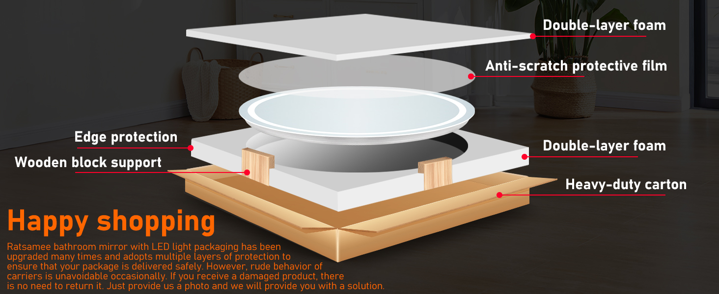 Дзеркало для ванної кімнати з підсвічуванням, 60 см, кругле, з антизапарюючим покриттям, диммер, 3 кольори світла, 60x60 см