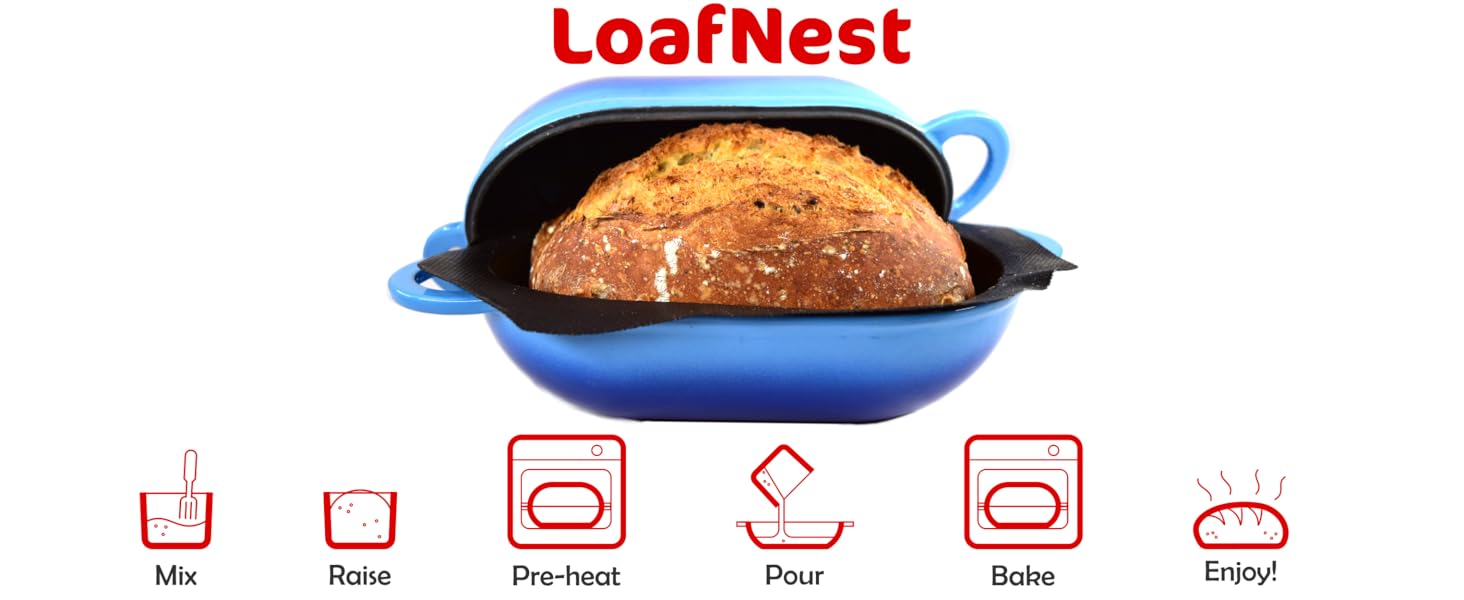 Набір для приготування хліба Artisan LoafNest: Форма для випікання з чавунного лиття та силіконовий вкладиш.