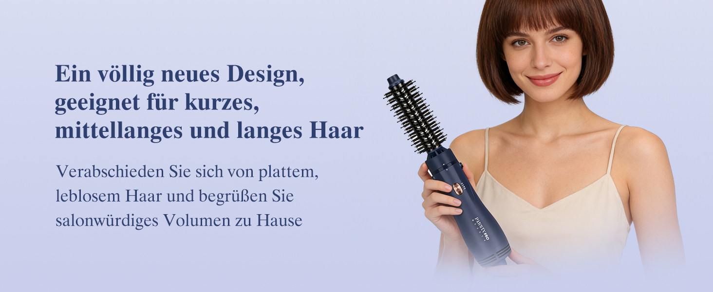 PARWIN PRO BEAUTY 3-в-1 Фен-щітка для волосся, стайлер, випрямляч, об'єм, локони, кераміка, іонна технологія, 1100 Вт, синій